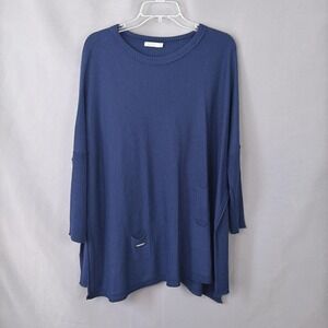 MerSea Catalina Travel Sweater Blue Knit Lagenlook Coastal Oversize Boxy OS